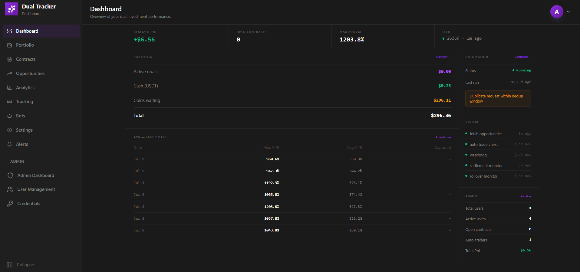 Dashboard preview with settlement pipeline, portfolio chart and automation status panels.