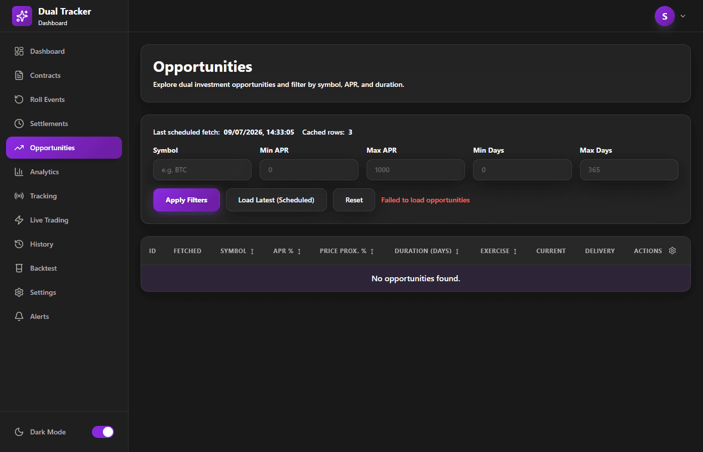 Early opportunities view of the Next.js platform.