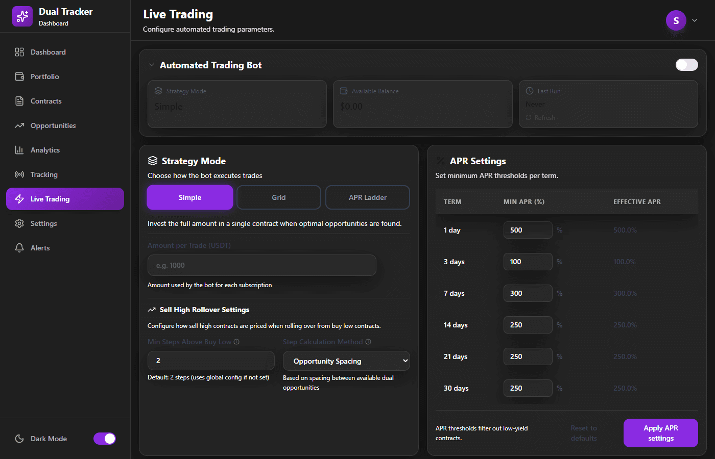 Live-trading view in December 2025.